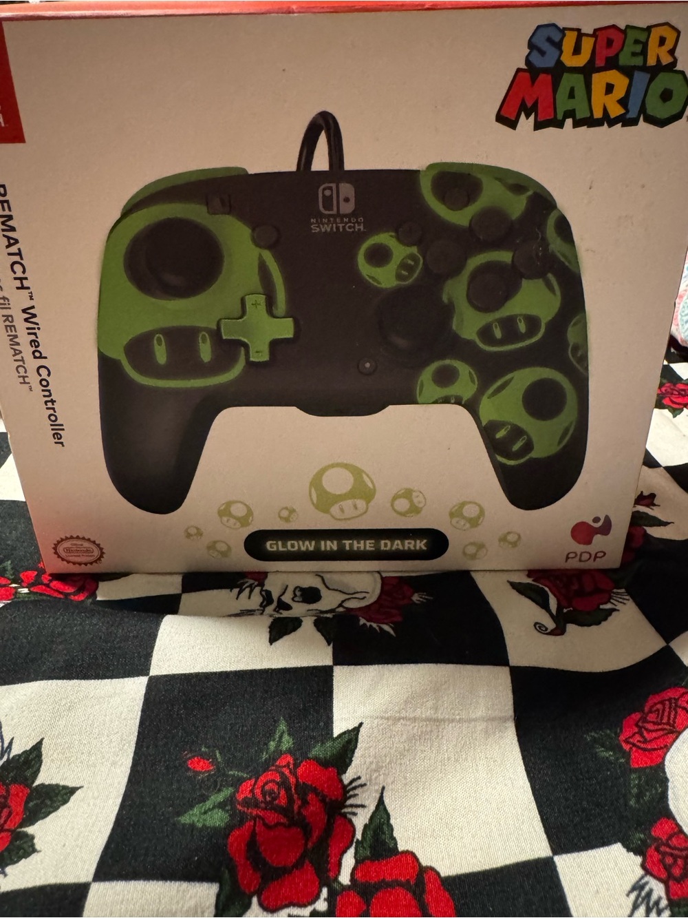 PDP Super Mario Glow-in-the-Dark Wired Controller for Nintendo Switch - Green